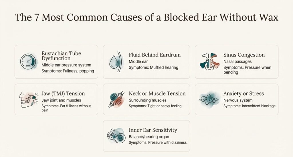 image showing 7 most common causes of a blocked ear without wax