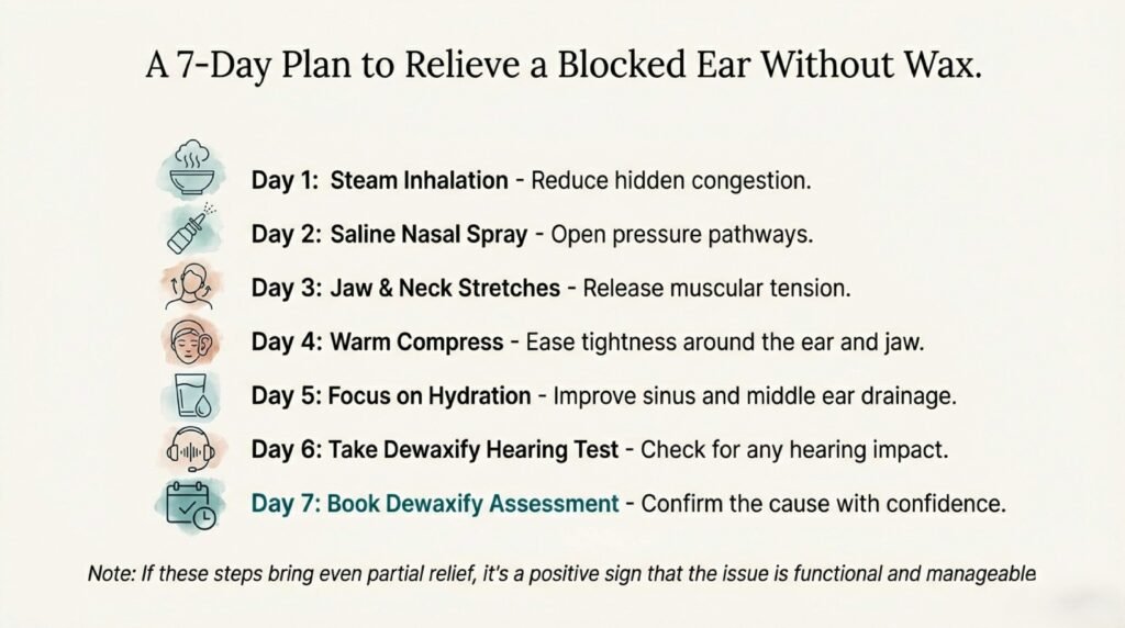 a 7-day plan to relieve a blocked ear withou wax
